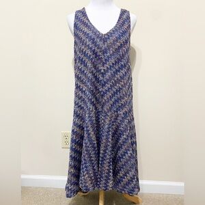 Anthropologie Maeve Westwater Chevron Knit Dress Blue Motif